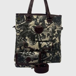 Sydney Love Air Line Vintage Large Tote Shoulder Bag Crossbody W/Matching Wallet